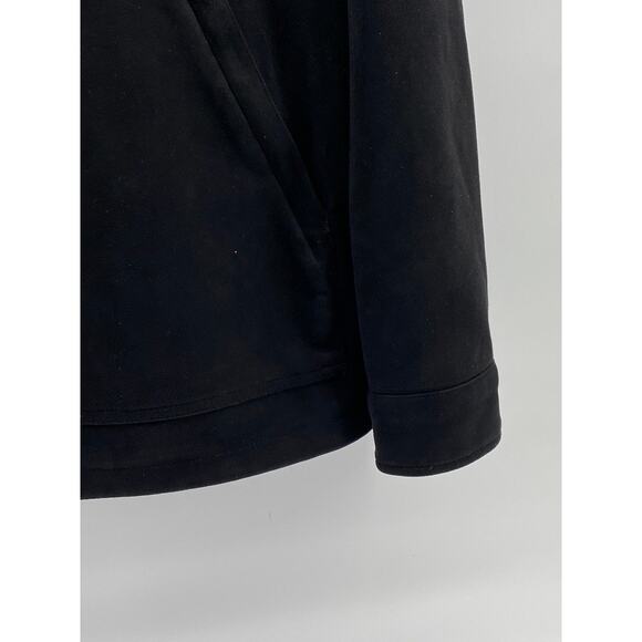 ZARA Men's Black Faux-Suede Pullover Half-Zip Long Sleeve Hooded Sweater SZ L-XL - Picture 6 of 12